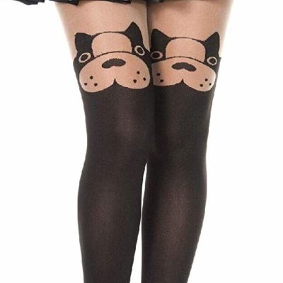 MUSIC LEGS Women's Dog Print Pantyhose, One Size